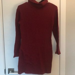 Maroon Turtleneck Sweater Dress